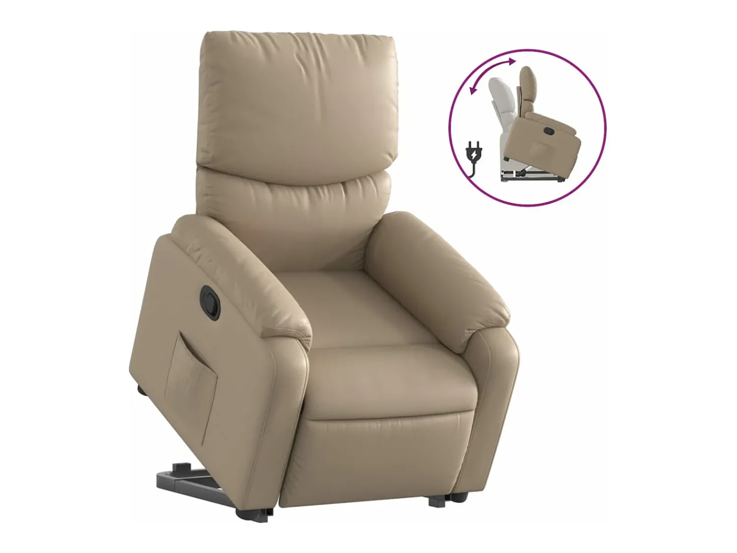 Poltrona* Poltrona reclinável elevatória couro artificial cor cappuccino PT671892 Castanho