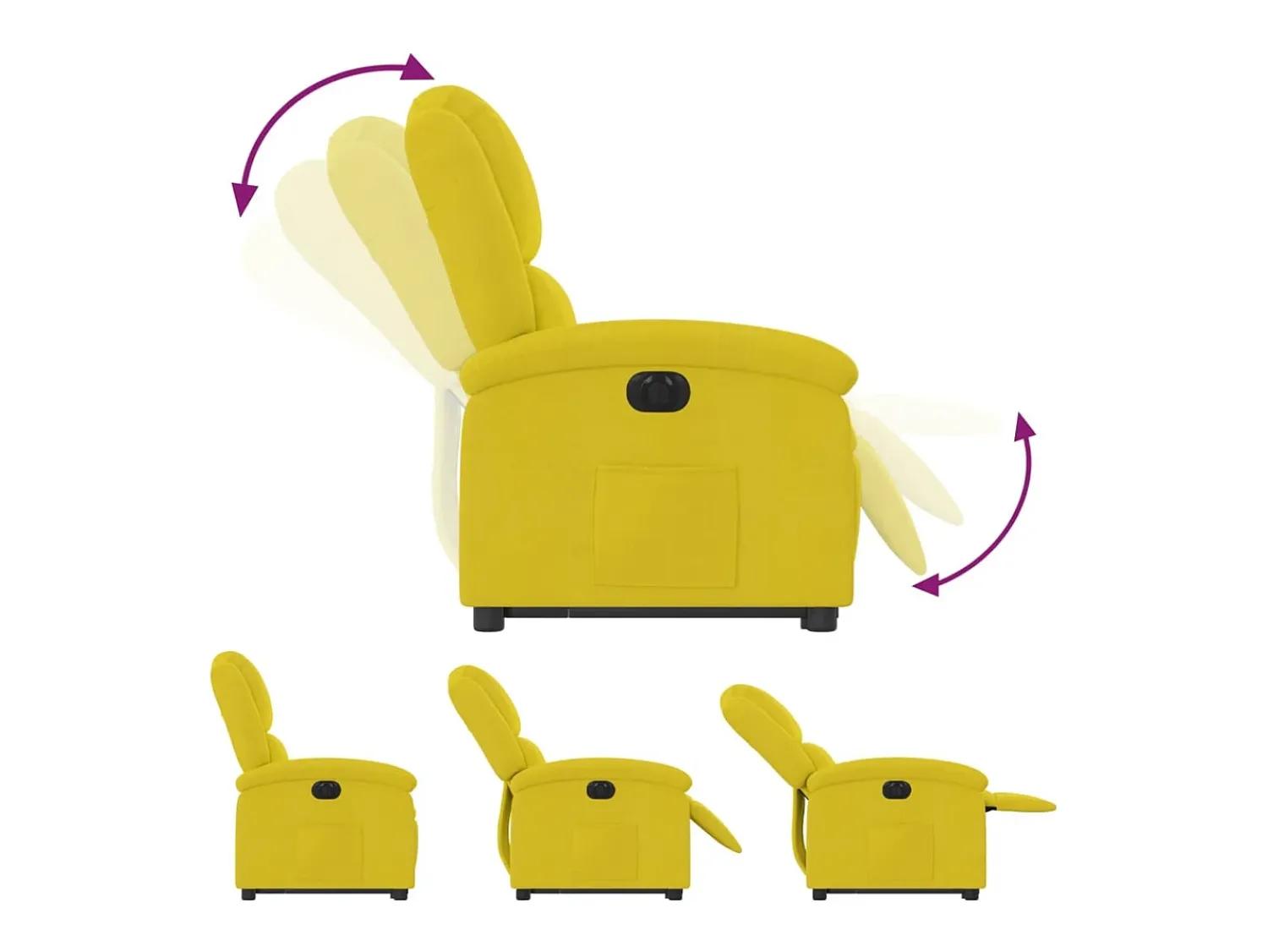 Poltrona|vidaxl Poltrona reclinável elevatória elétrica veludo Amarelo