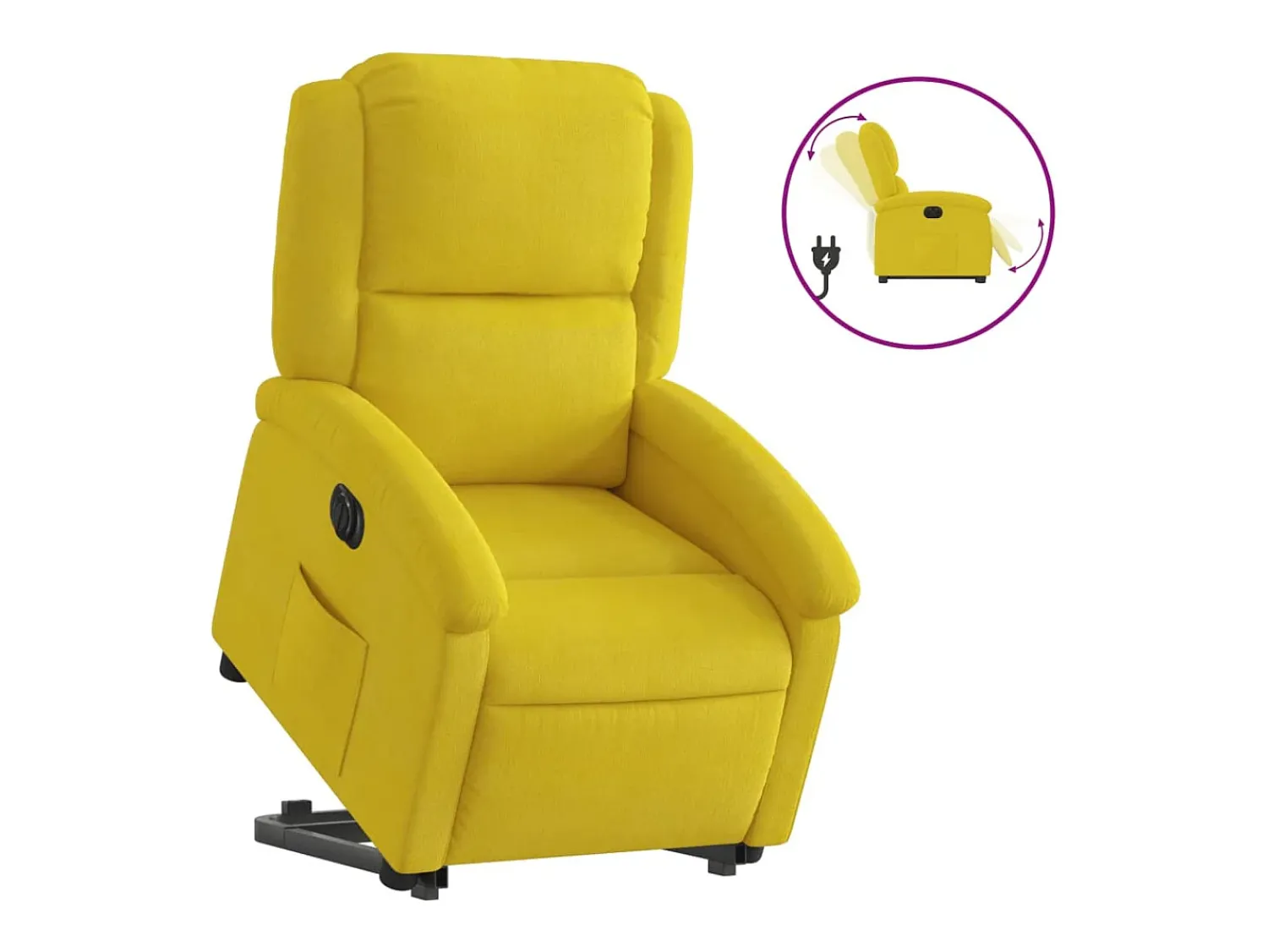 Poltrona|vidaxl Poltrona reclinável elevatória elétrica veludo Amarelo