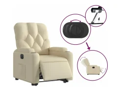 Poltrona*vidaxl Poltrona reclinável elevatória elétrica tecido cor Creme