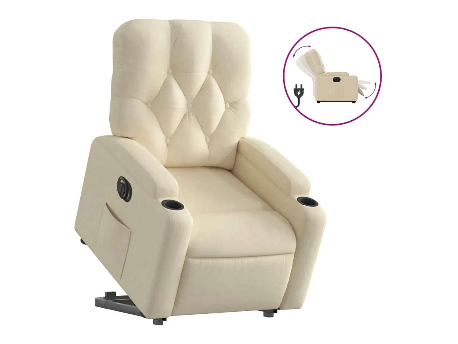 Poltrona*vidaxl Poltrona reclinável elevatória elétrica tecido cor Creme