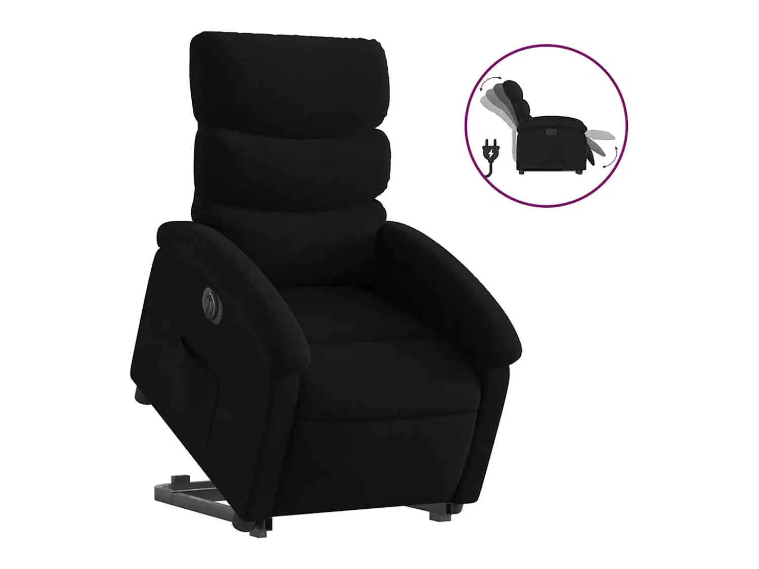 Discount vidaxl Poltrona reclinável elevatória elétrica tecido Preto