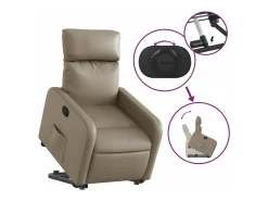 Poltrona* Poltrona reclinável elevatória couro artificial cor cappuccino PT650601 Castanho