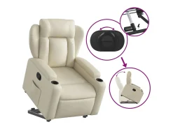 vidaxl Poltrona reclinável elevatória couro artificial cor^ Poltrona