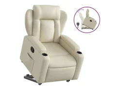 vidaxl Poltrona reclinável elevatória couro artificial cor^ Poltrona