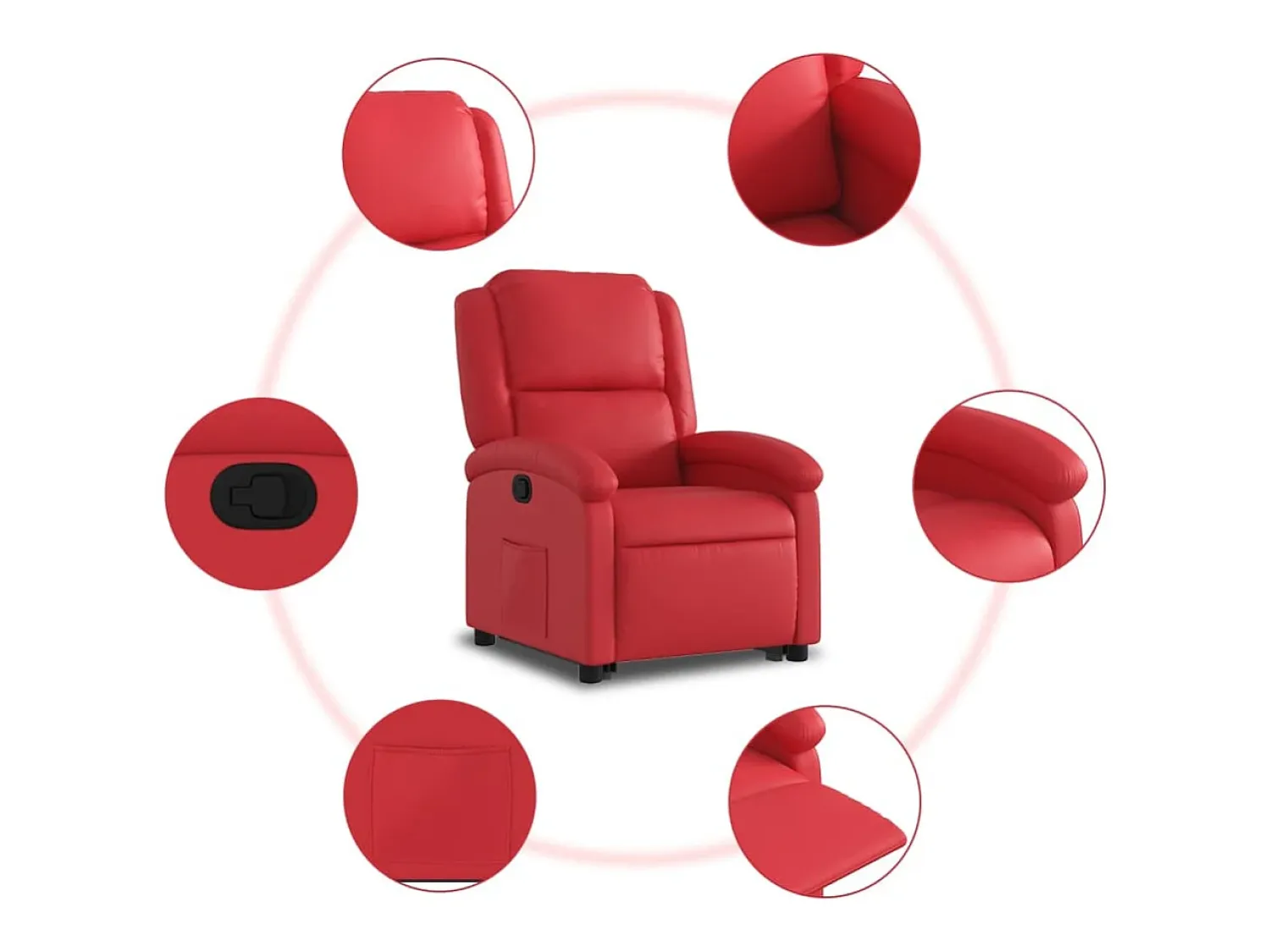 New vidaxl Poltrona reclinável elevatória couro artificial Vermelho