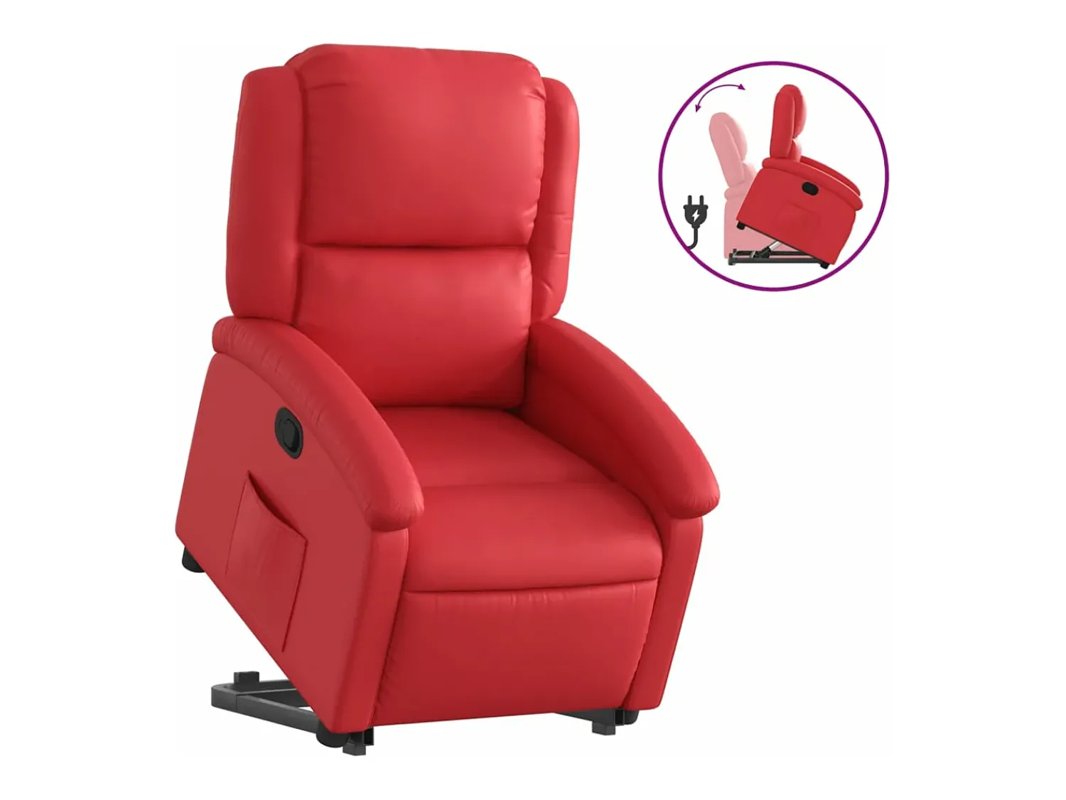 New vidaxl Poltrona reclinável elevatória couro artificial Vermelho