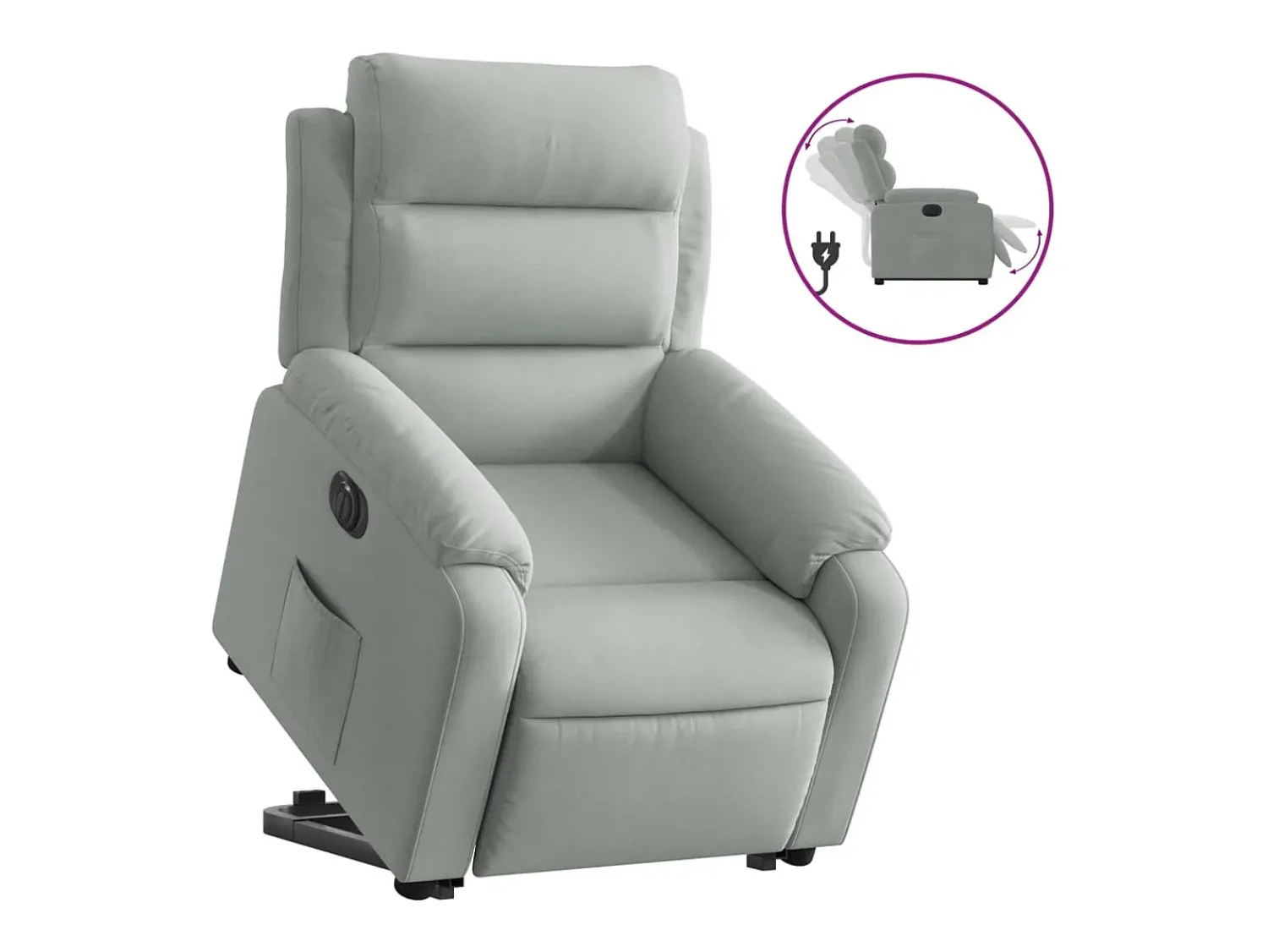 Poltrona| Poltrona reclinável elevatória elétrica veludo cinzento-claro PT458781 Cinzento claro