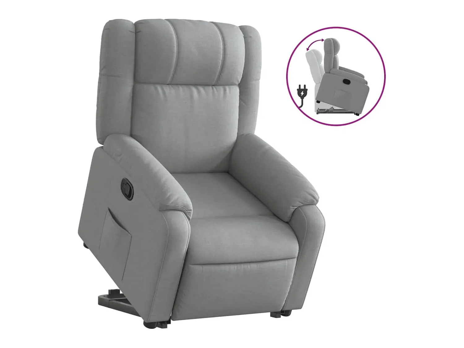 Poltrona*vidaxl Poltrona reclinável elevatória tecido -claro Cinzento