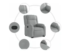 Poltrona*vidaxl Poltrona reclinável elevatória tecido -claro Cinzento