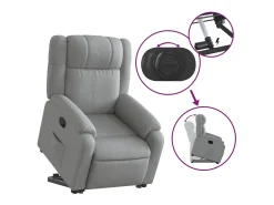 Poltrona*vidaxl Poltrona reclinável elevatória tecido -claro Cinzento
