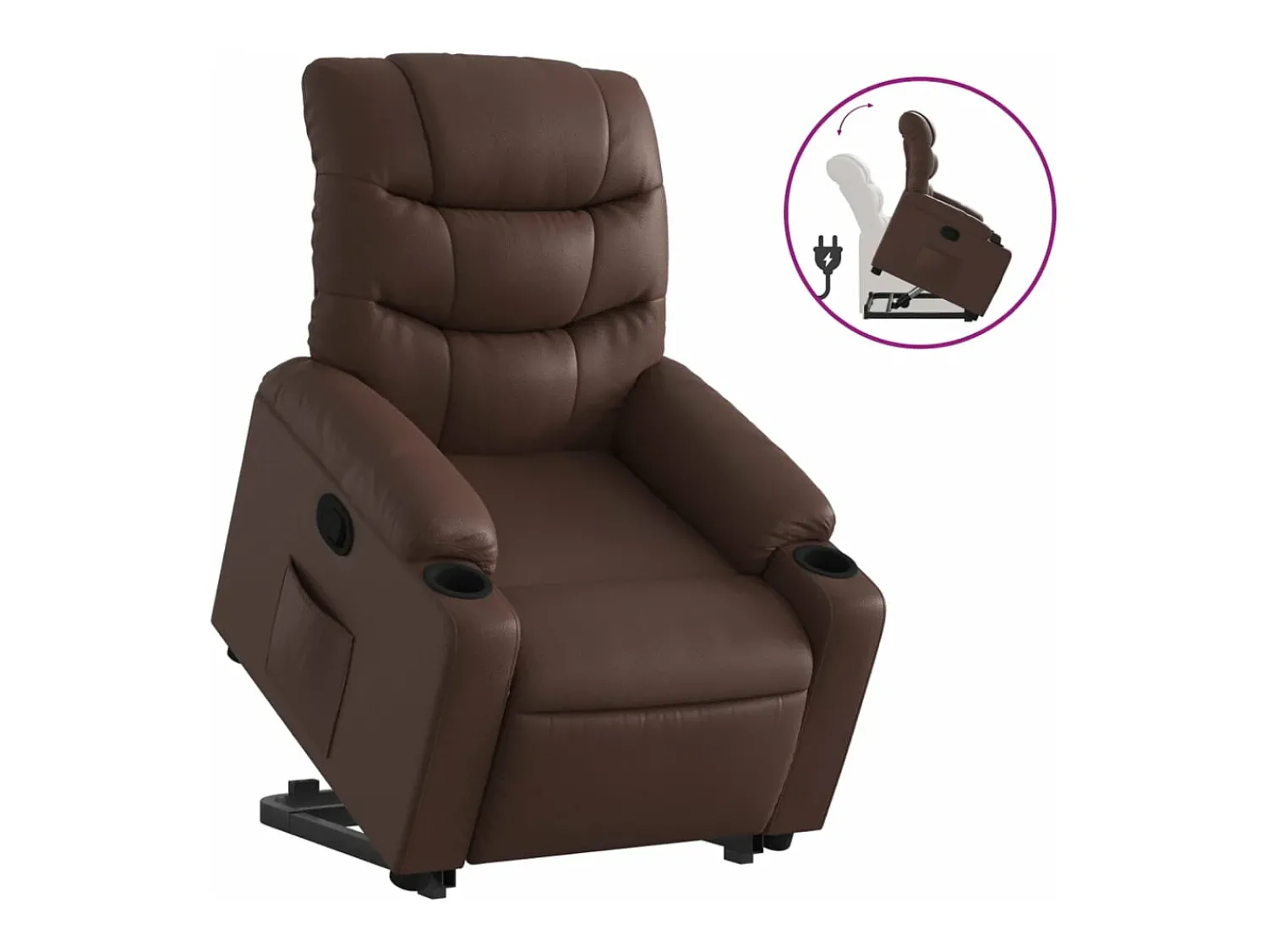 Sale Poltrona reclinável elevatória couro artificial PT764648 Castanho