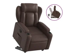 Poltrona*vidaxl Poltrona reclinável elevatória couro artificial Castanho
