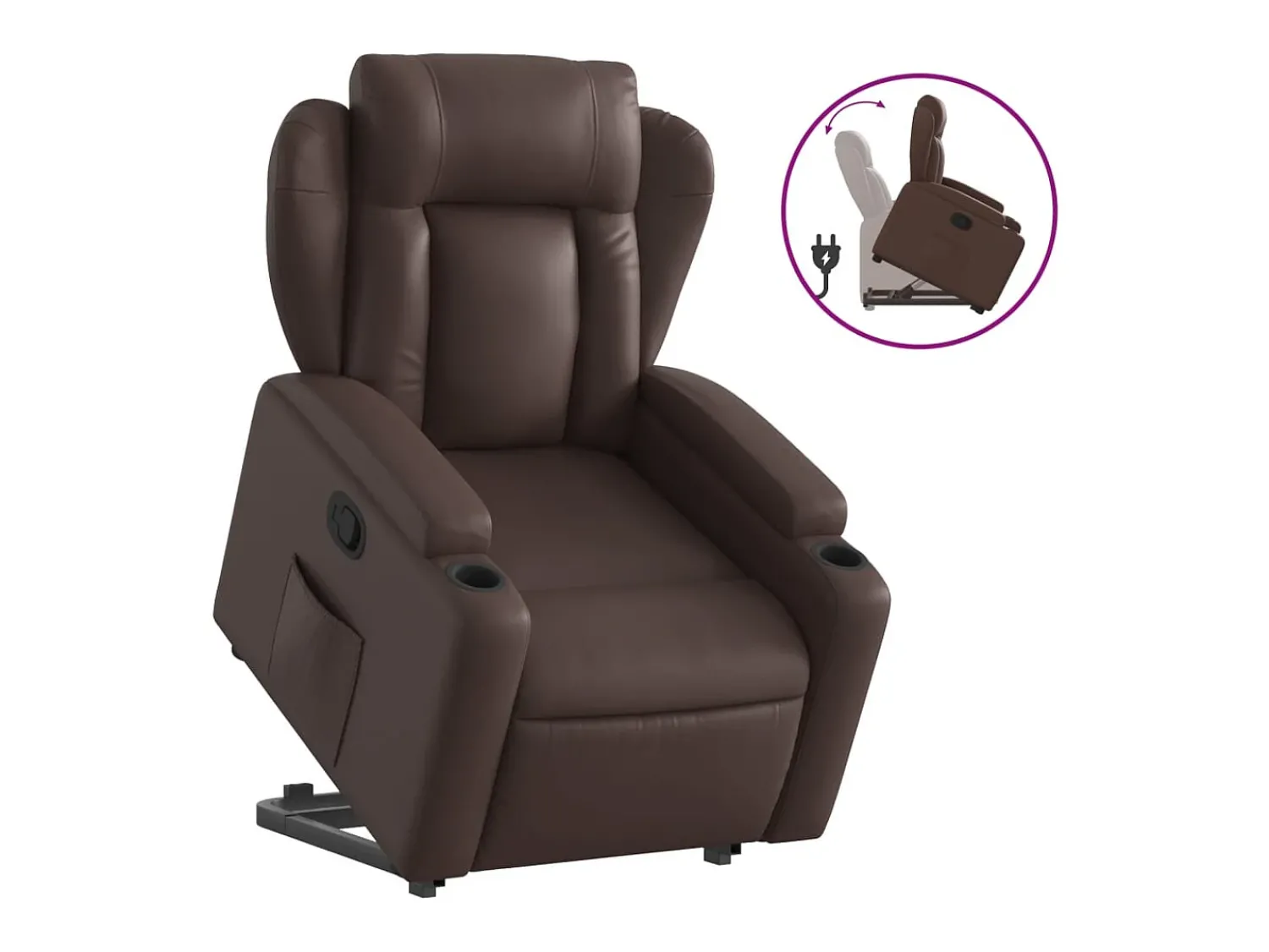 Poltrona*vidaxl Poltrona reclinável elevatória couro artificial Castanho