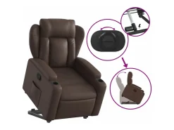 Poltrona*vidaxl Poltrona reclinável elevatória couro artificial Castanho