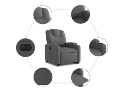 vidaxl Poltrona reclinável elevatória elétrica tecido -escuro^ Poltrona