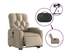 Poltrona|vidaxl Poltrona reclinável elevatória elétrica couro artif. cappuccino Castanho
