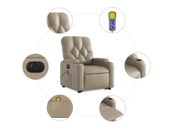 Poltrona|vidaxl Poltrona reclinável elevatória elétrica couro artif. cappuccino Castanho