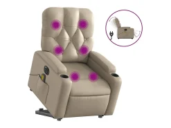 Poltrona|vidaxl Poltrona reclinável elevatória elétrica couro artif. cappuccino Castanho
