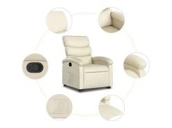 Poltrona|vidaxl Poltrona reclinável elevatória couro artificial cor Creme