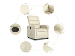 Poltrona|vidaxl Poltrona reclinável elevatória couro artificial cor Creme