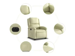 Poltrona|vidaxl Poltrona reclinável elevatória elétrica couro genuíno Creme