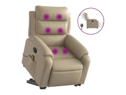 Sale vidaxl Poltrona reclinável elevatória elétrica couro artif. cappuccino Castanho