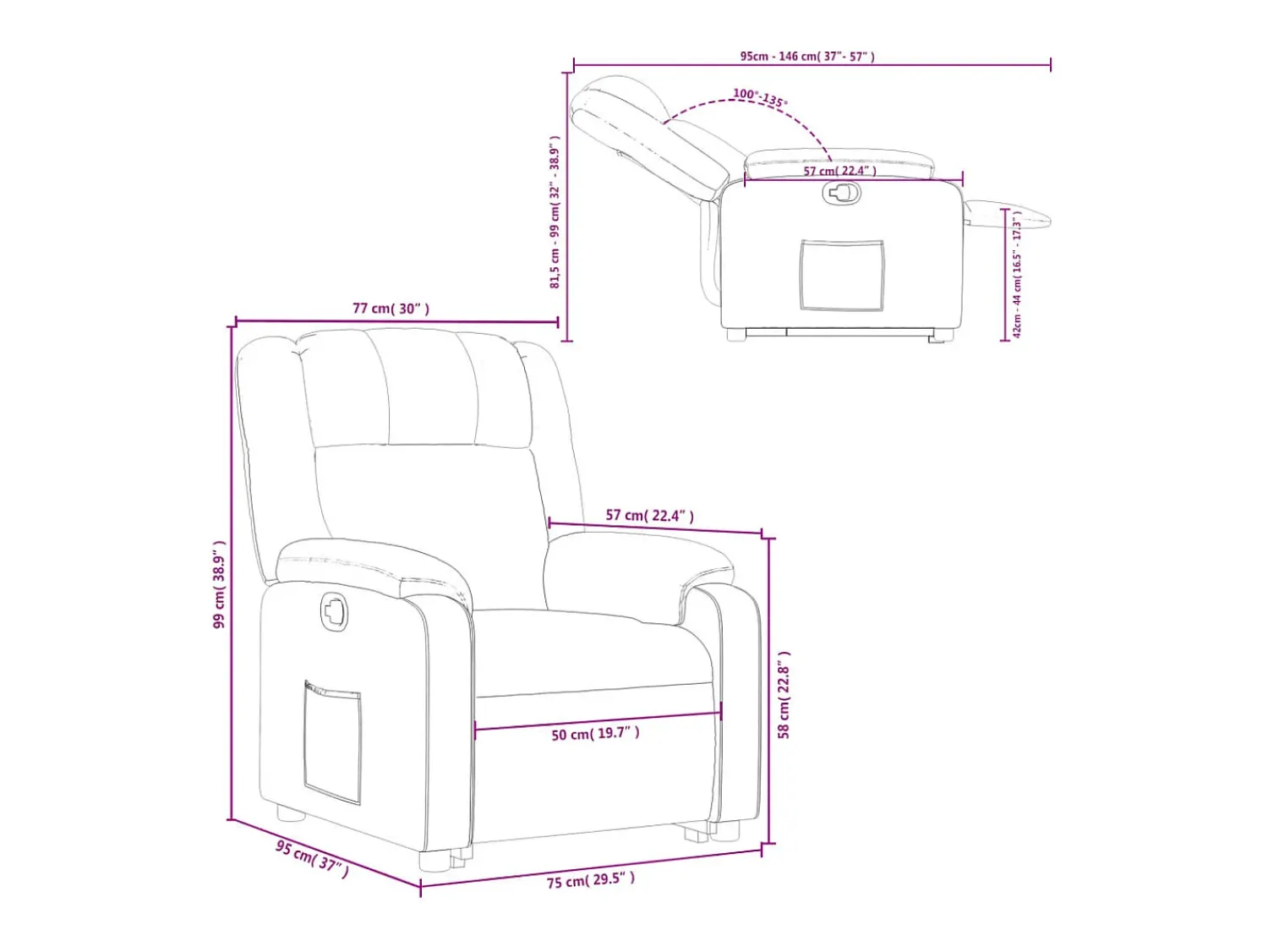 Poltrona*vidaxl Poltrona reclinável elevatória couro artificial cor Creme