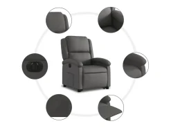 vidaxl Poltrona reclinável elevatória elétrica couro genuíno^ Poltrona