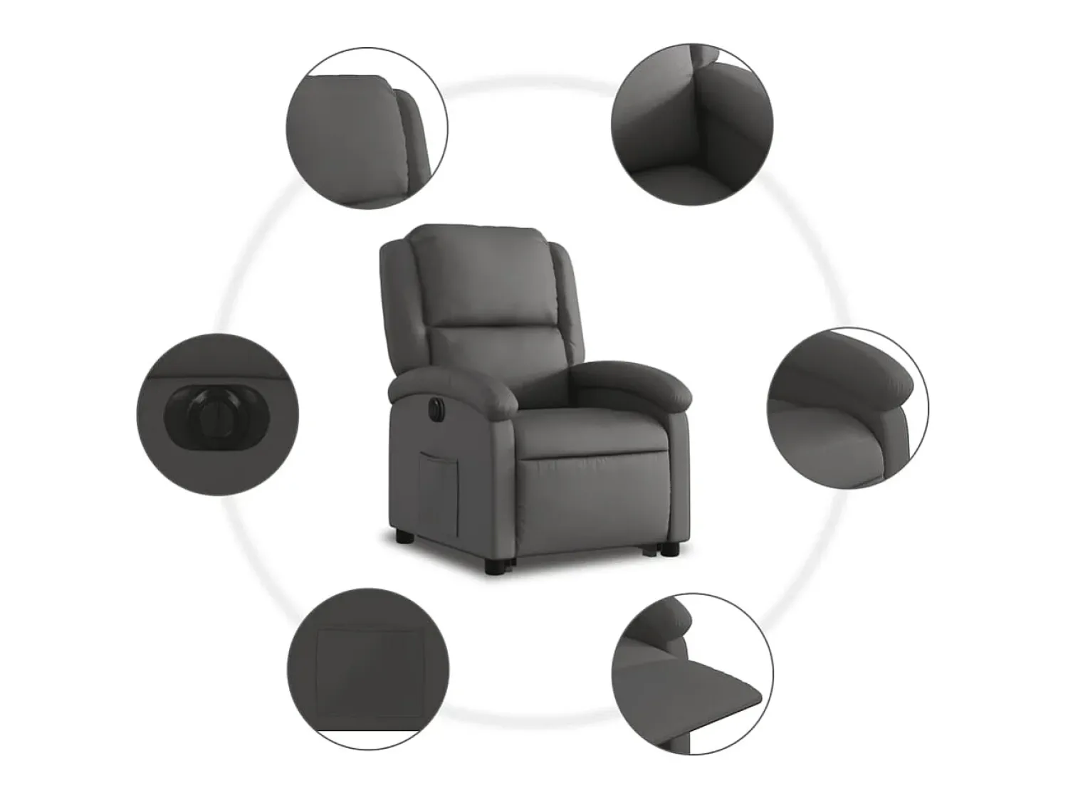 vidaxl Poltrona reclinável elevatória elétrica couro genuíno^ Poltrona