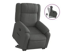 New Poltrona reclinável elevatória tecido -escuro PT218818 Cinzento