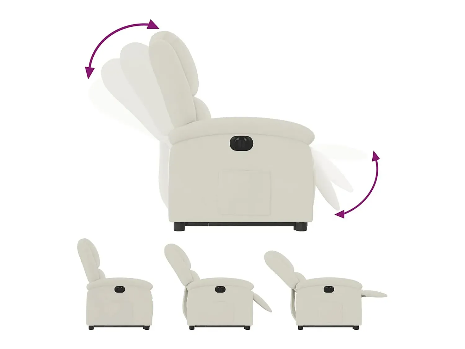 Poltrona*vidaxl Poltrona reclinável elevatória elétrica veludo Creme
