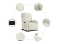 Poltrona*vidaxl Poltrona reclinável elevatória elétrica veludo Creme