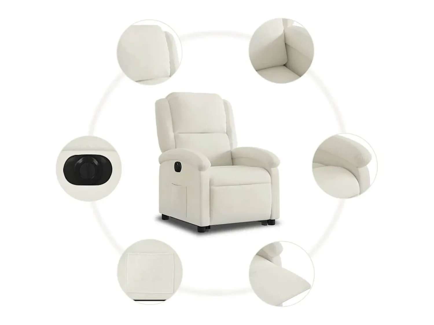 Poltrona*vidaxl Poltrona reclinável elevatória elétrica veludo Creme