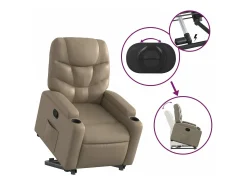 Hot vidaxl Poltrona reclinável elevatória couro artificial cor cappuccino Castanho