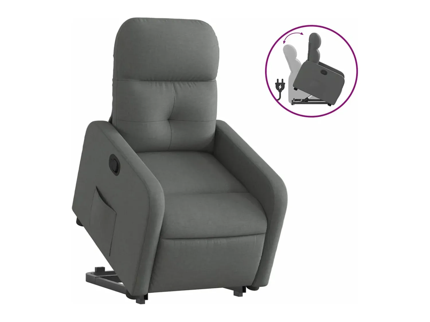 New vidaxl Poltrona reclinável elevatória tecido -escuro Cinzento
