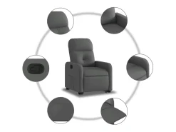 New vidaxl Poltrona reclinável elevatória tecido -escuro Cinzento