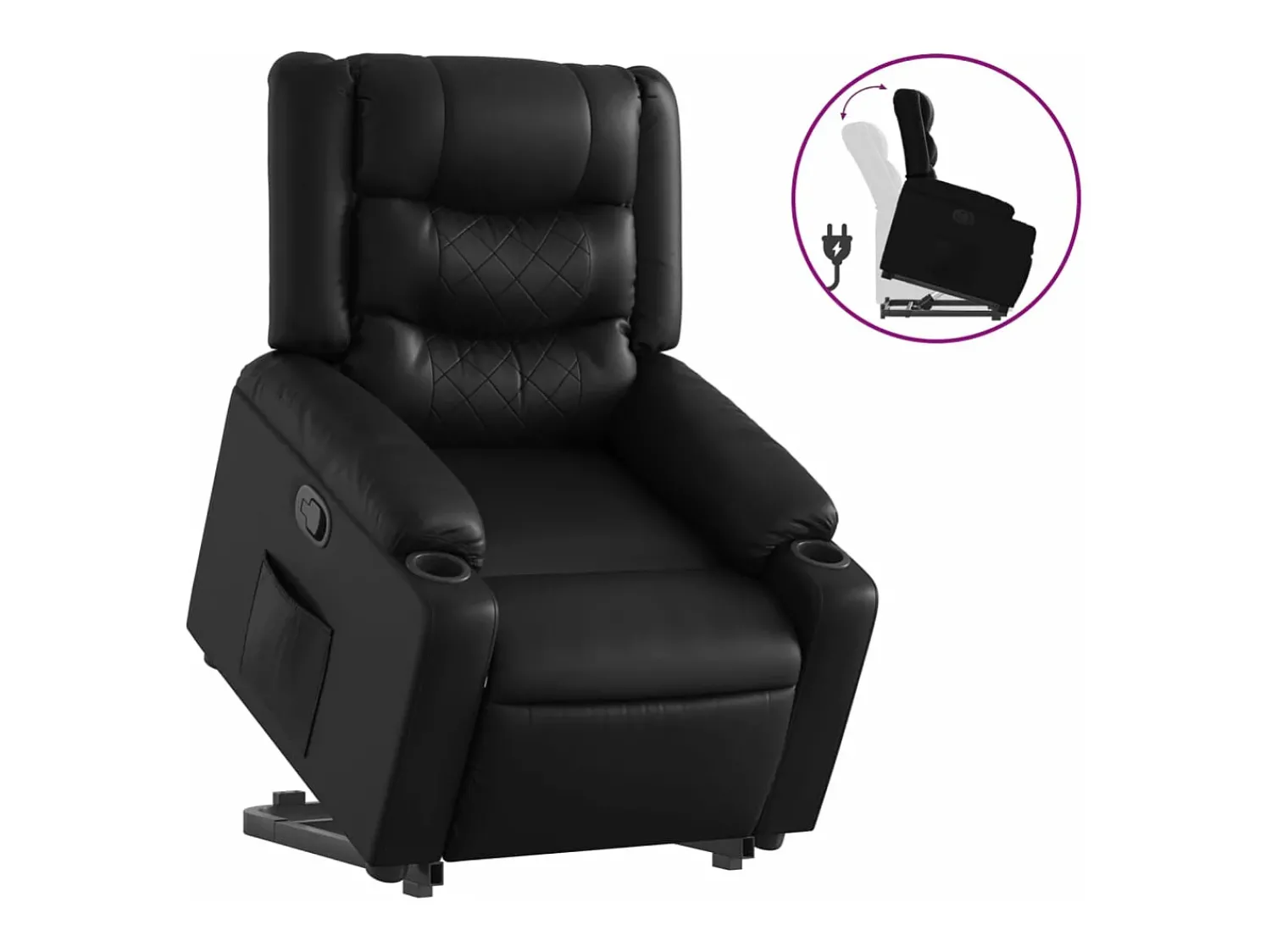 Poltrona| Poltrona reclinável elevatória couro artificial PT816735 Preto