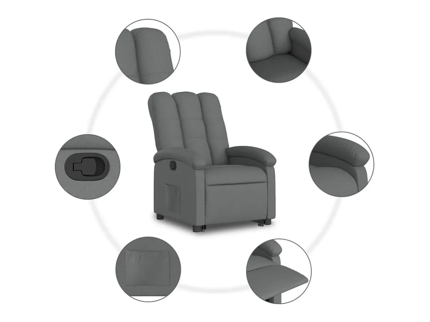 Poltrona|vidaxl Poltrona reclinável elevatória tecido -escuro Cinzento