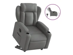 Poltrona|vidaxl Poltrona reclinável elevatória elétrica tecido -escuro Cinzento