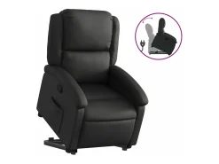 Sale vidaxl Poltrona reclinável elevatória couro genuíno Preto