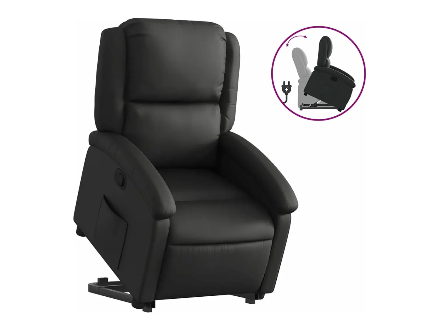 Sale vidaxl Poltrona reclinável elevatória couro genuíno Preto