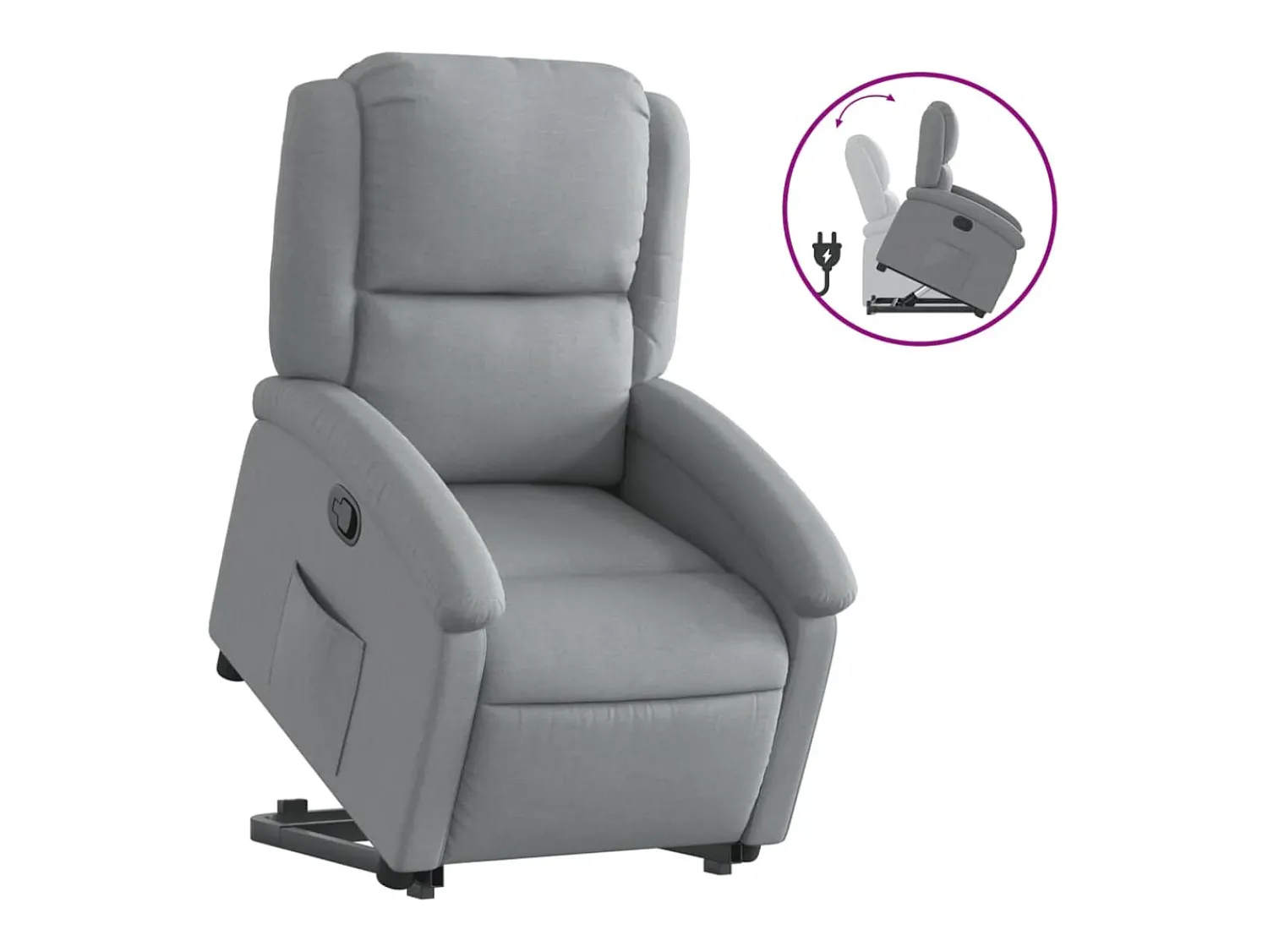 Sale vidaxl Poltrona reclinável elevatória tecido -claro Cinzento