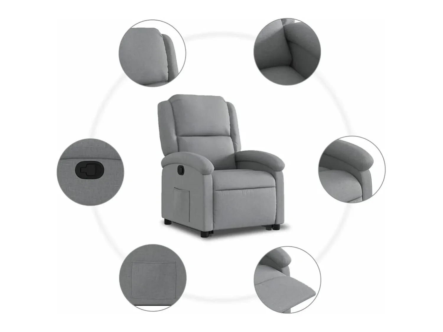 Sale vidaxl Poltrona reclinável elevatória tecido -claro Cinzento