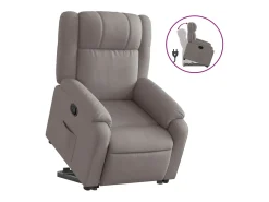 Poltrona|vidaxl Poltrona reclinável elevatória tecido cinzento-acastanhado Taupe