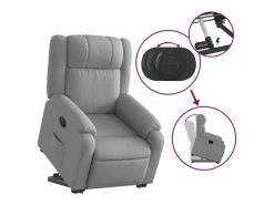 Clearance Poltrona reclinável elevatória tecido cinzento-claro PT351587 Cinzento claro