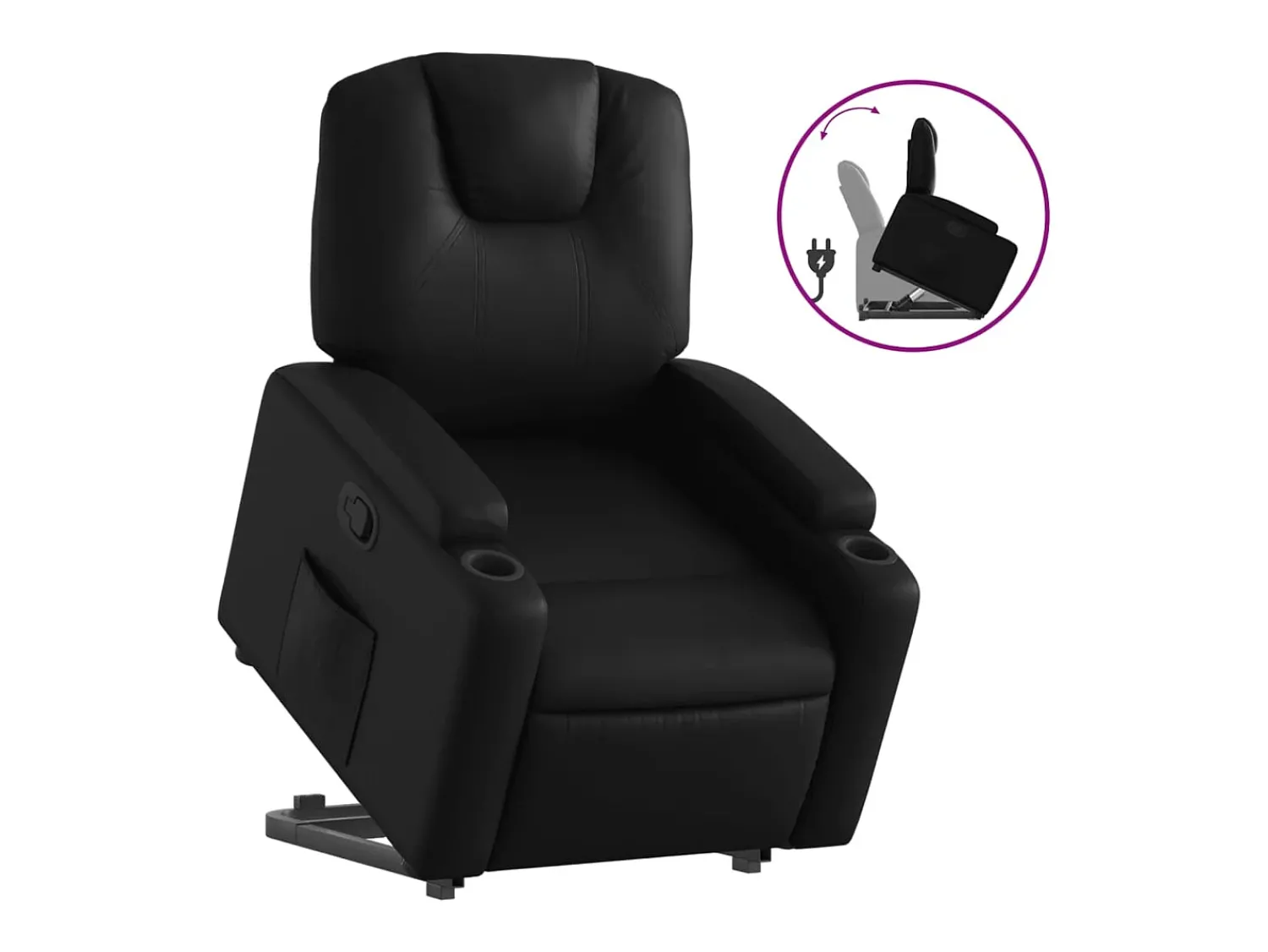Poltrona reclinável elevatória couro artificial PT249182 Preto