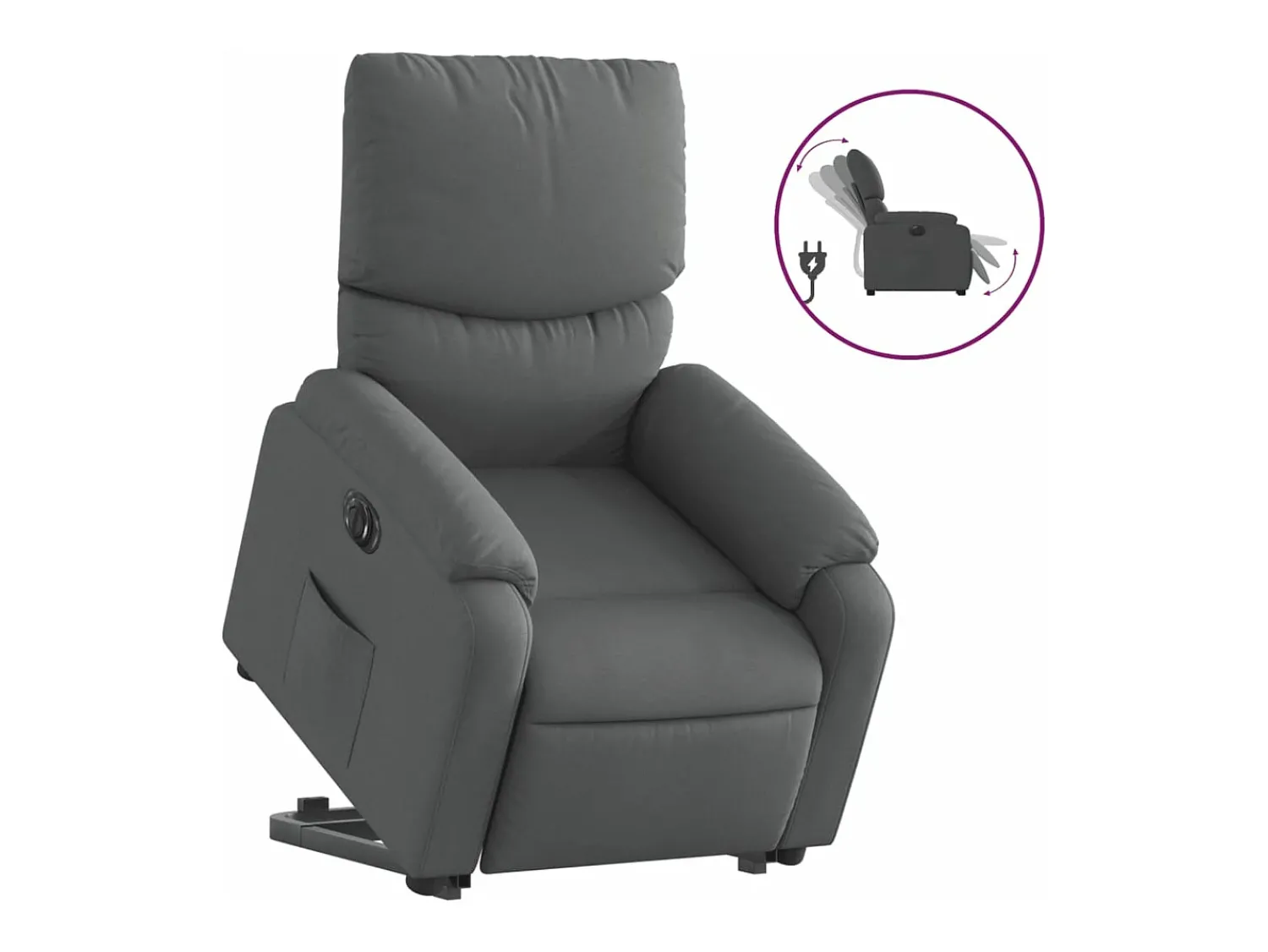 Sale vidaxl Poltrona reclinável elevatória elétrica tecido -escuro Cinzento