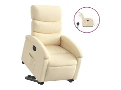 vidaxl Poltrona reclinável elevatória elétrica tecido cor Creme