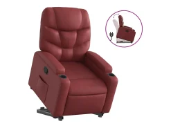 Poltrona| Poltrona reclinável elevatória couro artificial tinto PT484833 Vermelho